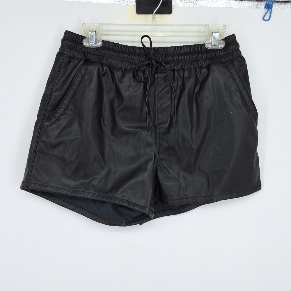 Dollhouse Black Large Faux Leather Pull-On Shorts
